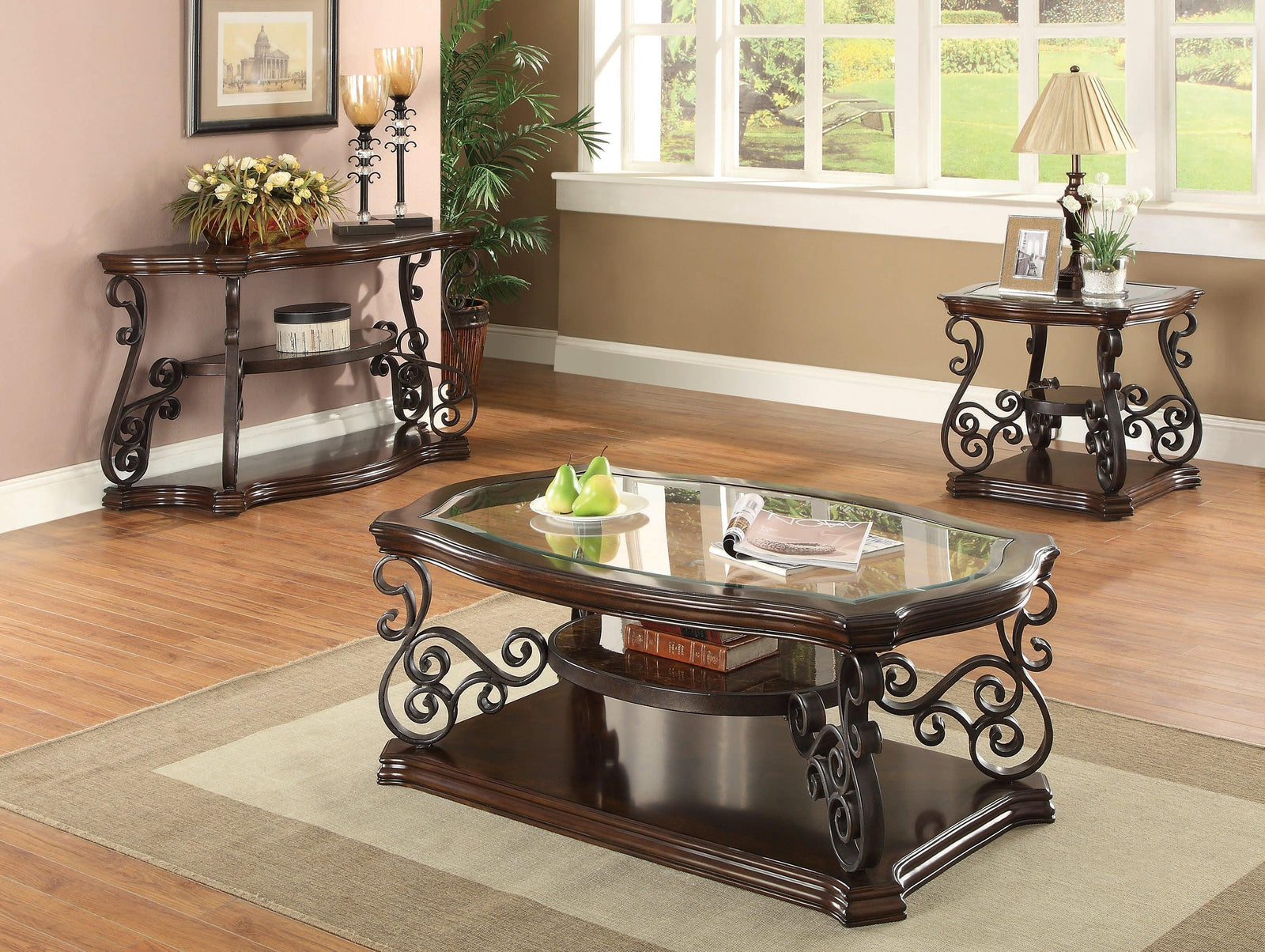 Laney Coffee Table Deep Merlot And Clear - Ella Furniture