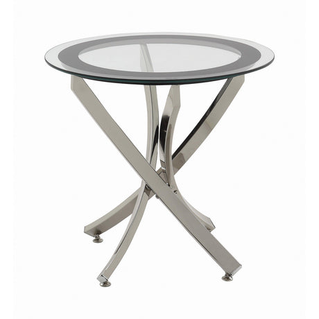 Brooke Glass Top End Table Chrome And Black - Ella Furniture
