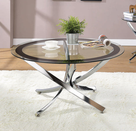 Brooke Glass Top Coffee Table Chrome And Black - Ella Furniture