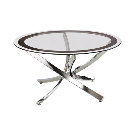 Brooke Glass Top Coffee Table Chrome And Black - Ella Furniture