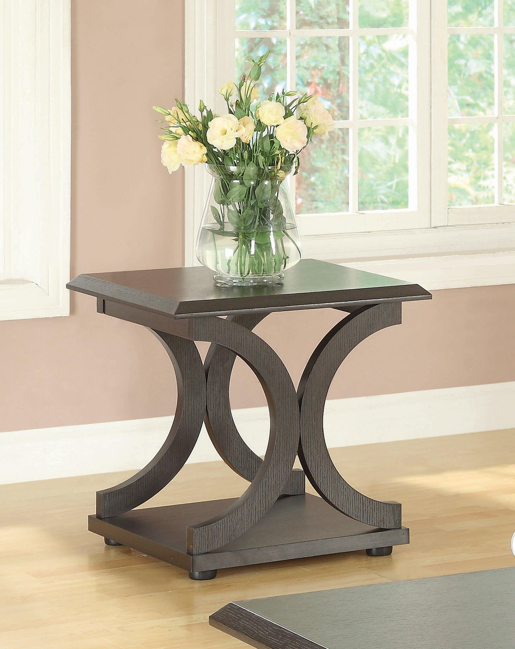 Shelly C-shaped Base End Table Cappuccino - Ella Furniture