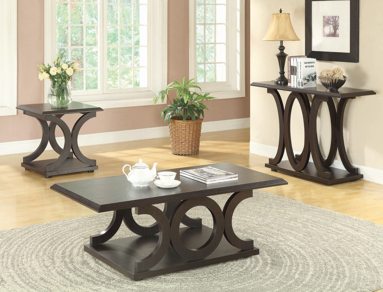 Shelly C-shaped Base End Table Cappuccino - Ella Furniture