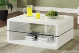 Elana Rectangle 2-Shelf Coffee Table Glossy White - Ella Furniture