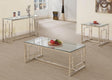 Merced Square Tempered Glass Top End Table Nickel - Ella Furniture