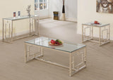 Merced Square Tempered Glass Top End Table Nickel - Ella Furniture