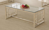 Merced Rectangle Glass Top Coffee Table Nickel - Ella Furniture
