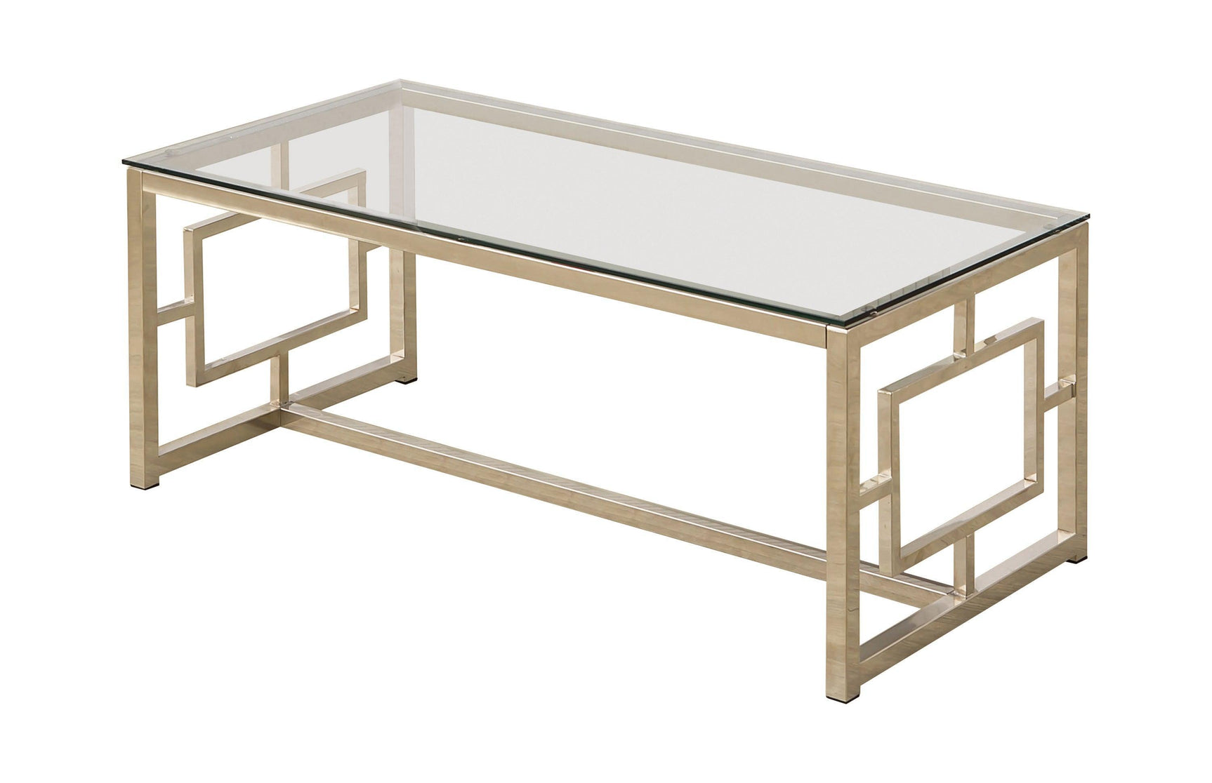 Merced Rectangle Glass Top Coffee Table Nickel - Ella Furniture
