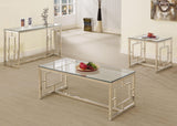 Merced Rectangle Glass Top Coffee Table Nickel - Ella Furniture