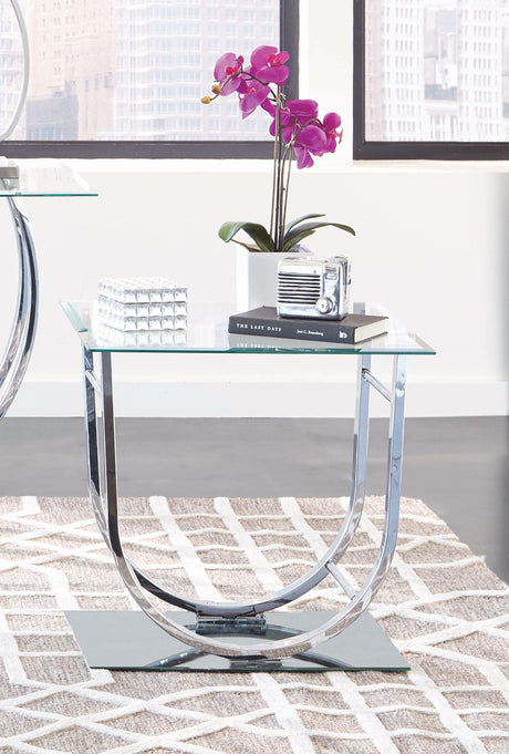 Danville U-shaped End Table Chrome - Ella Furniture