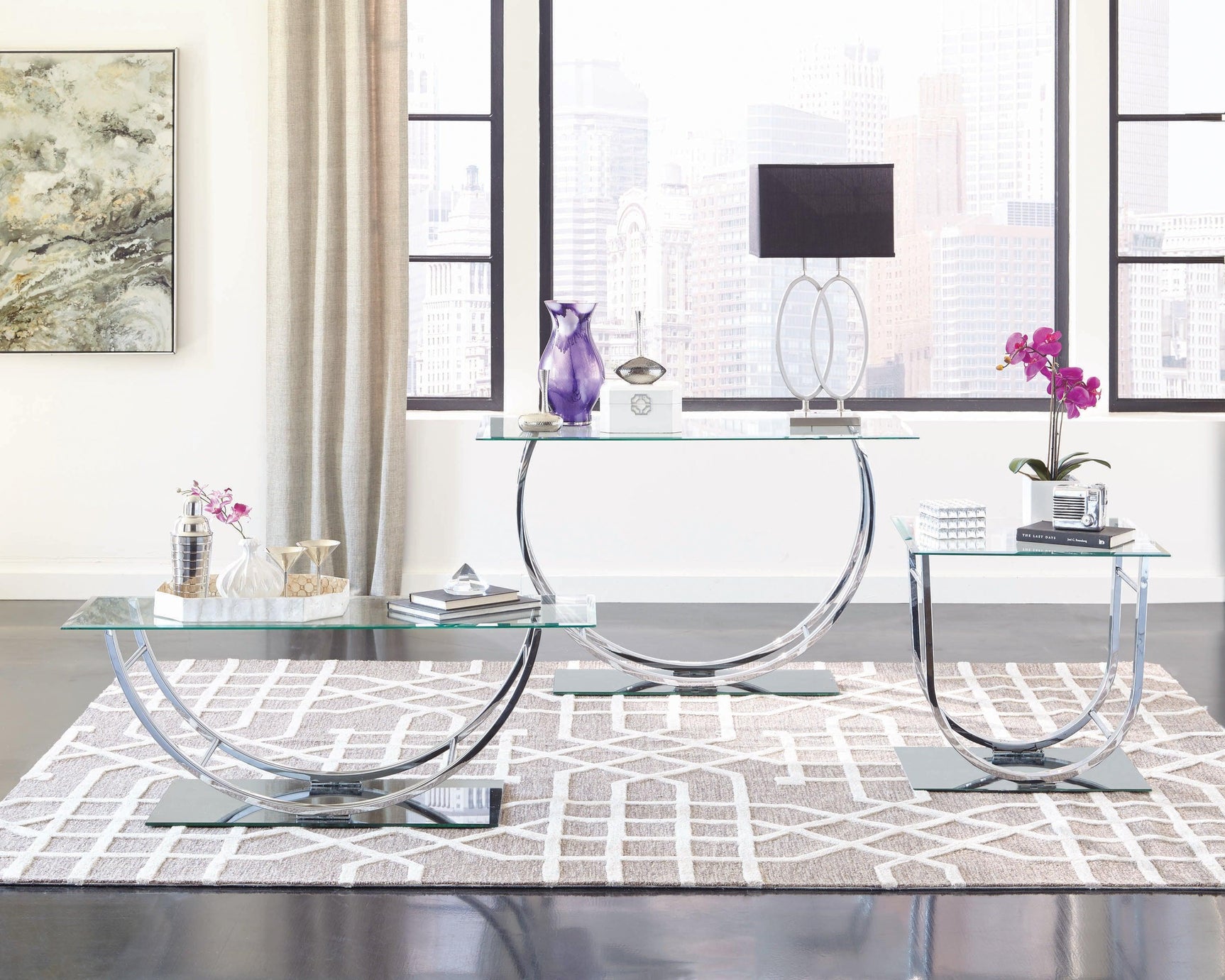 Danville U-shaped Coffee Table Chrome - Ella Furniture