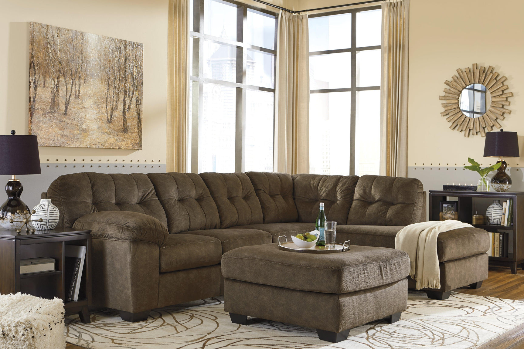 Accrington Earth Microfiber 2-Piece Sectional With Chaise - Ella Furniture