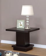 Reston Pedestal Square End Table Cappuccino - Ella Furniture