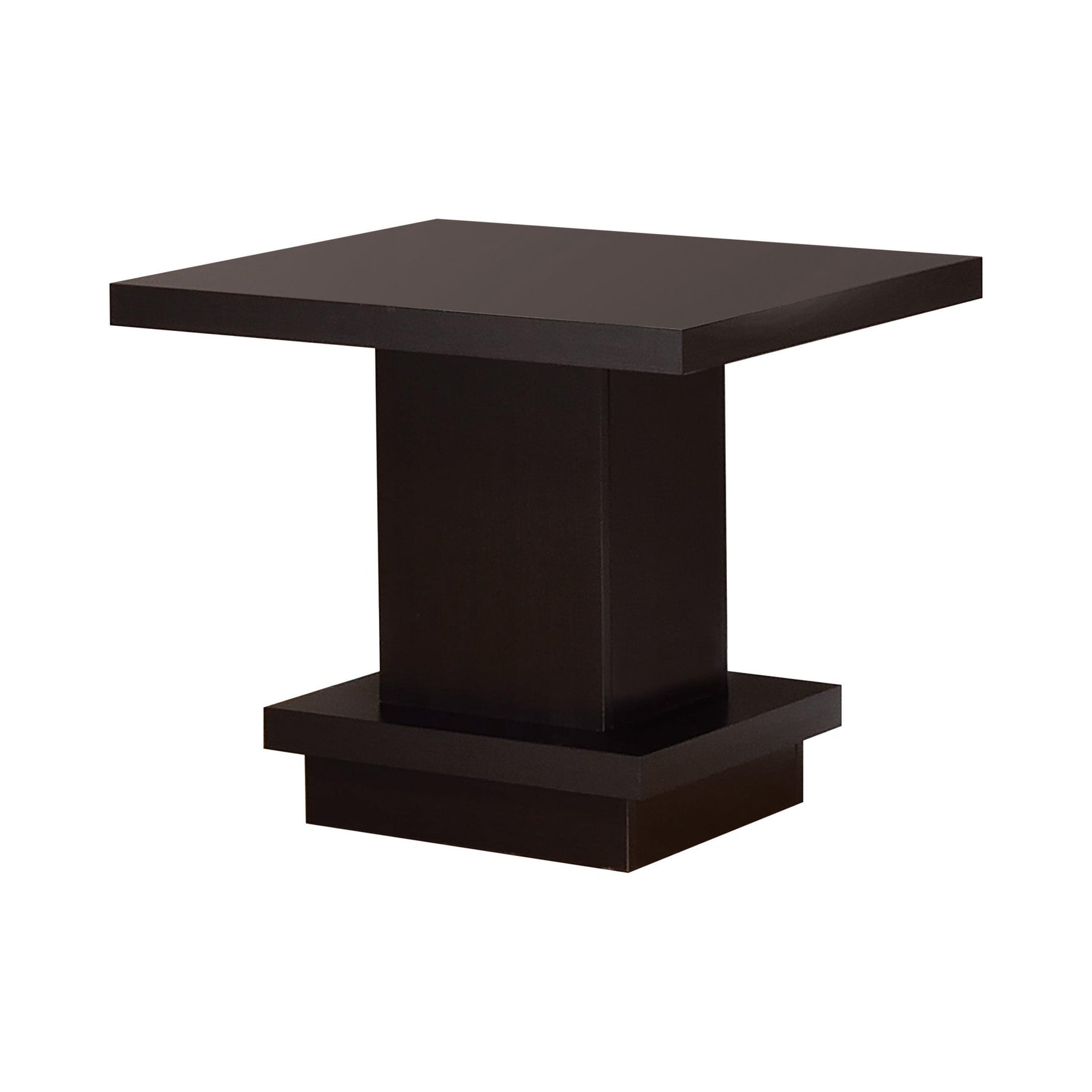 Reston Pedestal Square End Table Cappuccino - Ella Furniture
