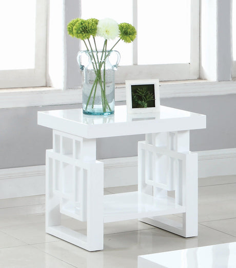 Schmitt Rectangular End Table High Glossy White - Ella Furniture