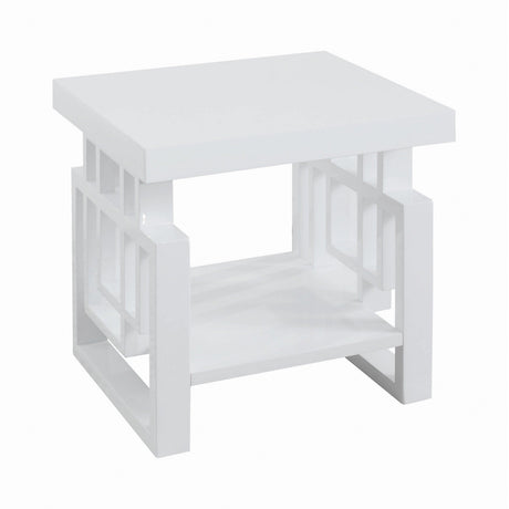 Schmitt Rectangular End Table High Glossy White - Ella Furniture