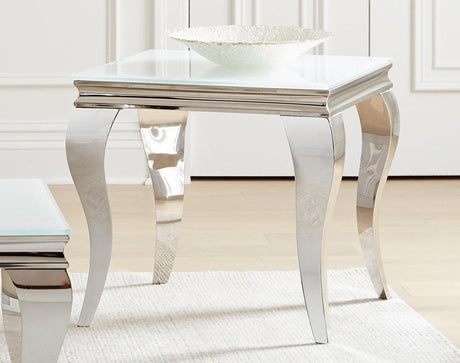 Luna Square End Table White And Chrome - Ella Furniture