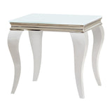 Luna Square End Table White And Chrome - Ella Furniture