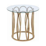 Monett Round End Table Chocolate Chrome And Clear - Ella Furniture