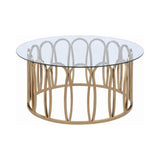 Monett Round Coffee Table Chocolate Chrome And Clear - Ella Furniture