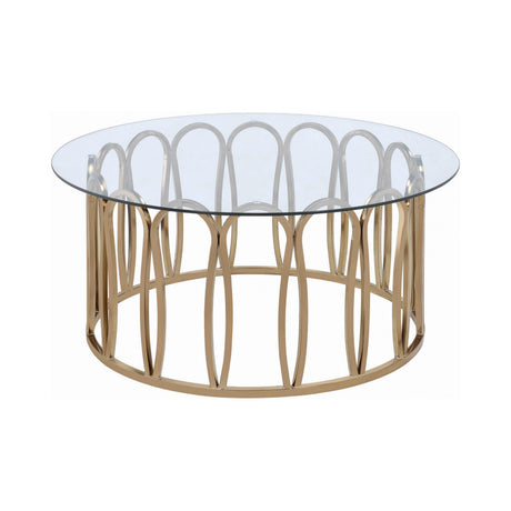 Monett Round Coffee Table Chocolate Chrome And Clear - Ella Furniture