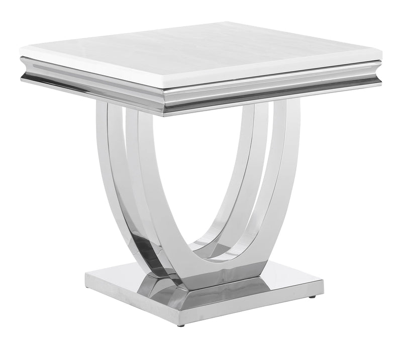 Adabella U-base Rectangle Coffee Table White And Chrome - Ella Furniture