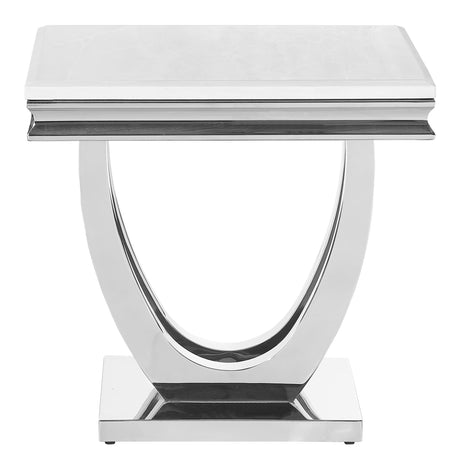 Adabella U-base Square End Table White And Chrome - Ella Furniture