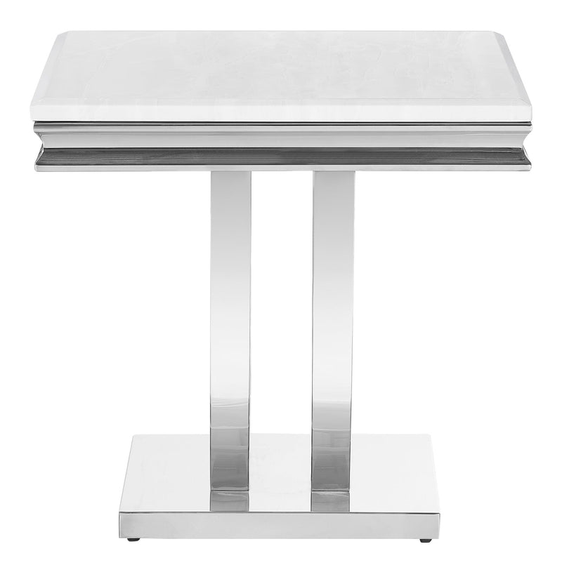Adabella U-base Square End Table White And Chrome - Ella Furniture