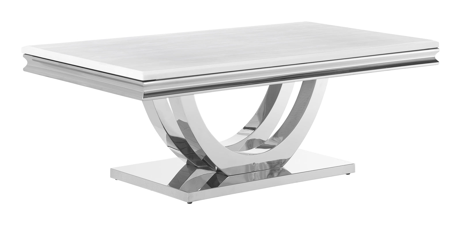 Adabella U-base Rectangle Sofa Table White And Chrome - Ella Furniture