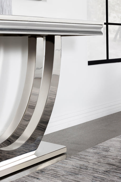 Adabella U-base Square End Table White And Chrome - Ella Furniture