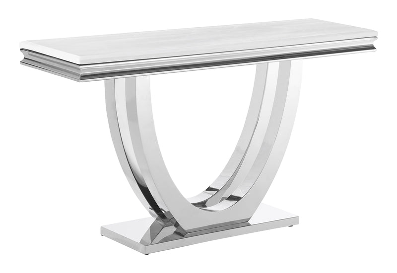 Adabella U-base Rectangle Coffee Table White And Chrome - Ella Furniture