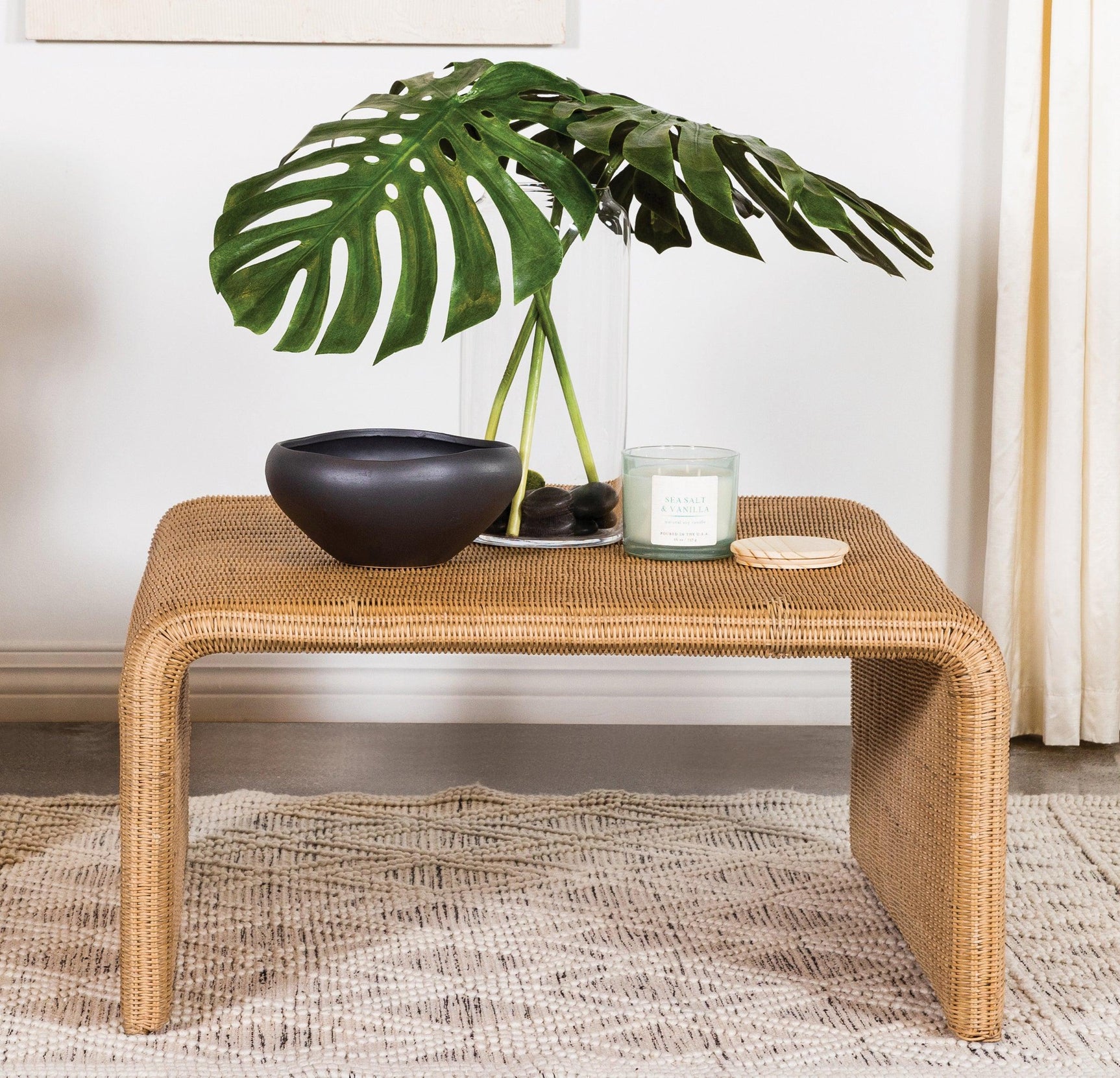 Juanita Square Rattan End Table Natural - Ella Furniture
