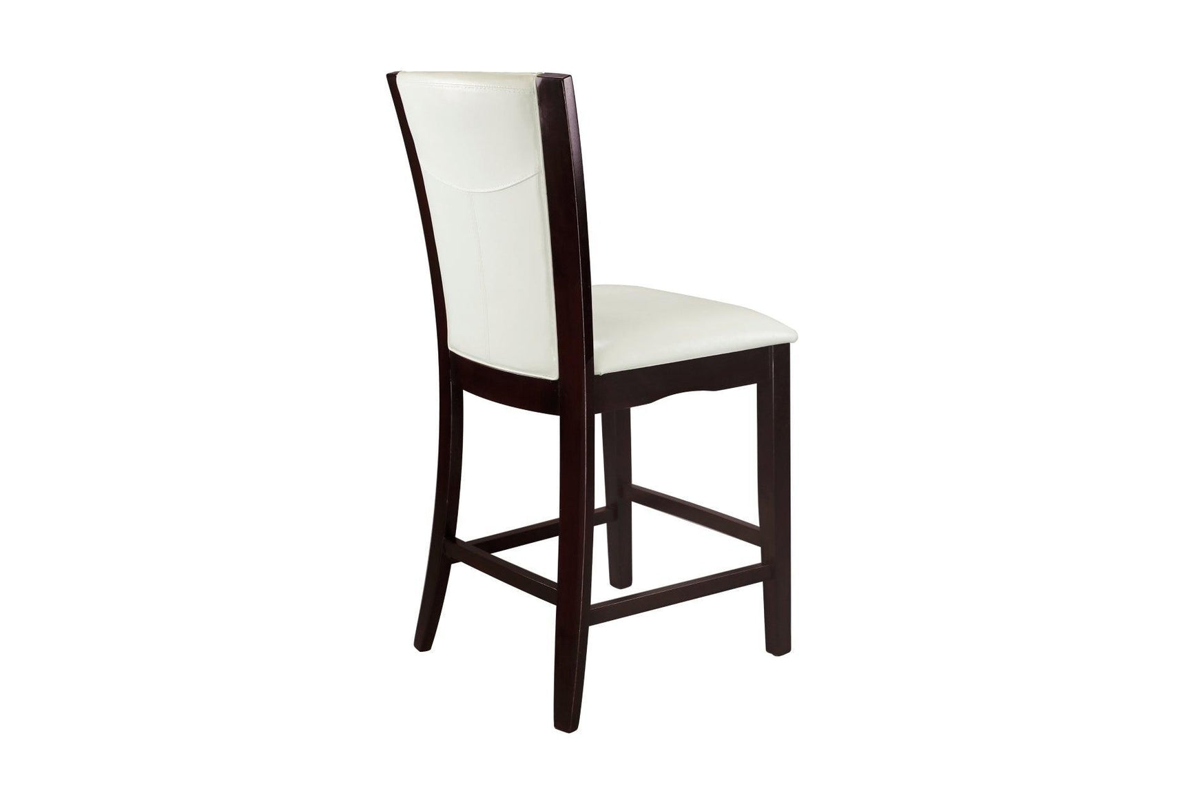 Daisy Espresso Black Solid Wood Faux Leather Seat Glass Top Round Counter Height Dining Room Set - Ella Furniture