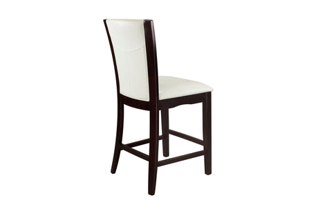 Daisy Espresso Black Solid Wood Faux Leather Seat Glass Top Round Counter Height Dining Room Set - Ella Furniture