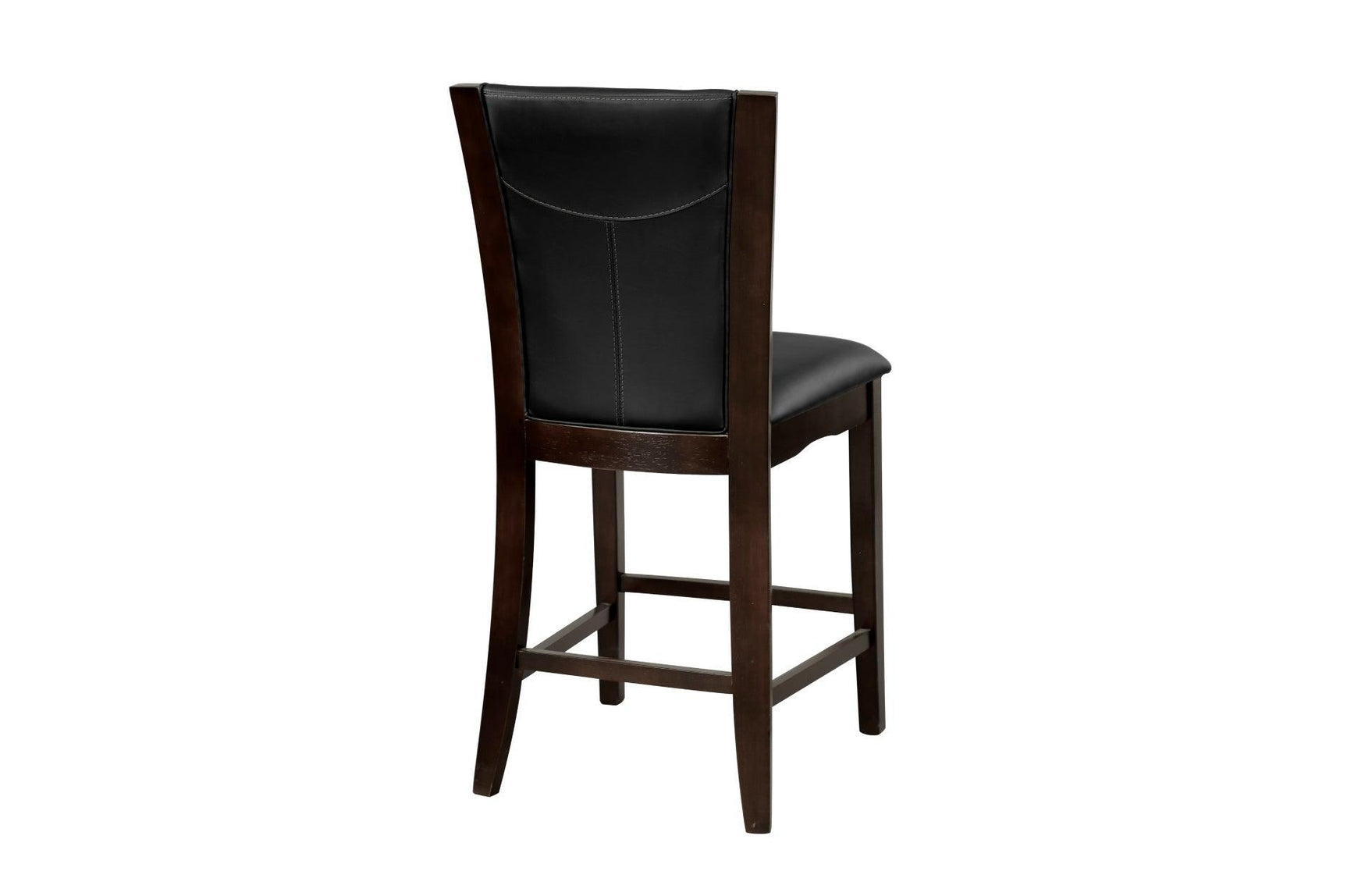 Daisy Espresso Black Solid Wood Faux Leather Seat Glass Top Round Counter Height Dining Room Set - Ella Furniture