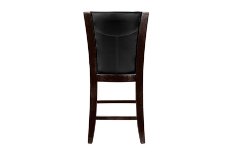 Daisy Espresso Black Solid Wood Faux Leather Seat Glass Top Square Counter Height Dining Room Set - Ella Furniture
