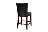 Daisy Espresso Black Solid Wood Faux Leather Seat Glass Top Square Counter Height Dining Room Set - Ella Furniture
