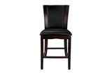 Daisy Espresso Black Solid Wood Faux Leather Seat Glass Top Round Counter Height Dining Room Set - Ella Furniture