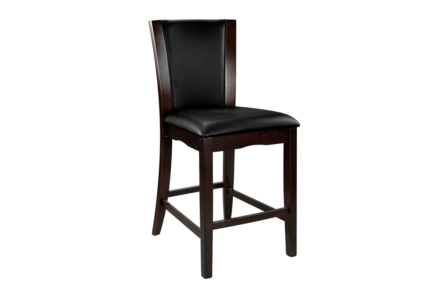 Daisy Espresso Black Solid Wood Faux Leather Seat Glass Top Round Counter Height Dining Room Set - Ella Furniture