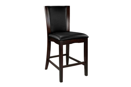 Daisy Espresso Black Solid Wood Faux Leather Seat Glass Top Square Counter Height Dining Room Set - Ella Furniture