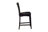 Daisy Espresso Black Solid Wood Faux Leather Seat Glass Top Round Counter Height Dining Room Set - Ella Furniture