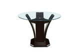 Daisy Espresso Black Solid Wood Faux Leather Seat Glass Top Round Counter Height Dining Room Set - Ella Furniture