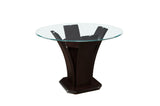 Daisy Espresso Black Solid Wood Faux Leather Seat Glass Top Round Counter Height Dining Room Set - Ella Furniture