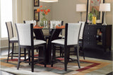 Daisy Espresso Black Solid Wood Faux Leather Seat Glass Top Round Counter Height Dining Room Set - Ella Furniture