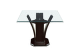 Daisy Espresso Black Solid Wood Faux Leather Seat Glass Top Square Counter Height Dining Room Set - Ella Furniture