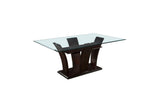 Daisy Espresso Black Solid Wood Faux Leather Glass Top Rectangular Counter Height Dining Room Set - Ella Furniture