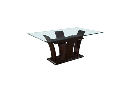 Daisy Espresso Black Solid Wood Faux Leather Glass Top Rectangular Counter Height Dining Room Set - Ella Furniture