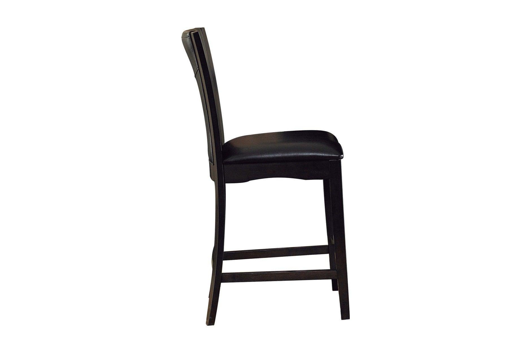 Daisy Espresso Black Solid Wood Faux Leather Seat Glass Top Square Counter Height Dining Room Set - Ella Furniture