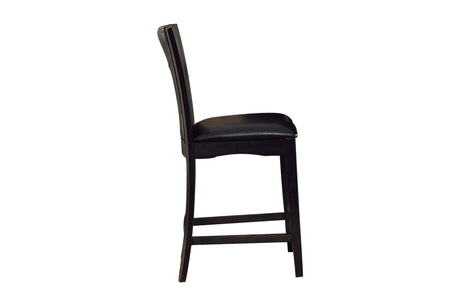 Daisy Espresso Black Solid Wood Faux Leather Seat Glass Top Square Counter Height Dining Room Set - Ella Furniture