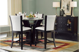Daisy Espresso Black Solid Wood Faux Leather Seat Glass Top Square Counter Height Dining Room Set - Ella Furniture