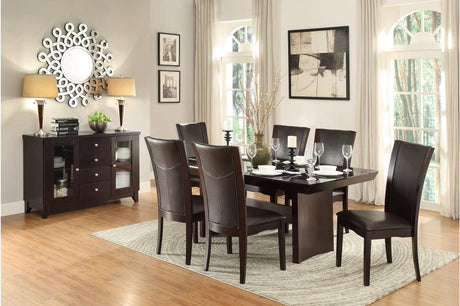 Daisy Espresso Black Solid Wood Faux Leather Seat Glass Top Counter Height Dining Room Set - Ella Furniture